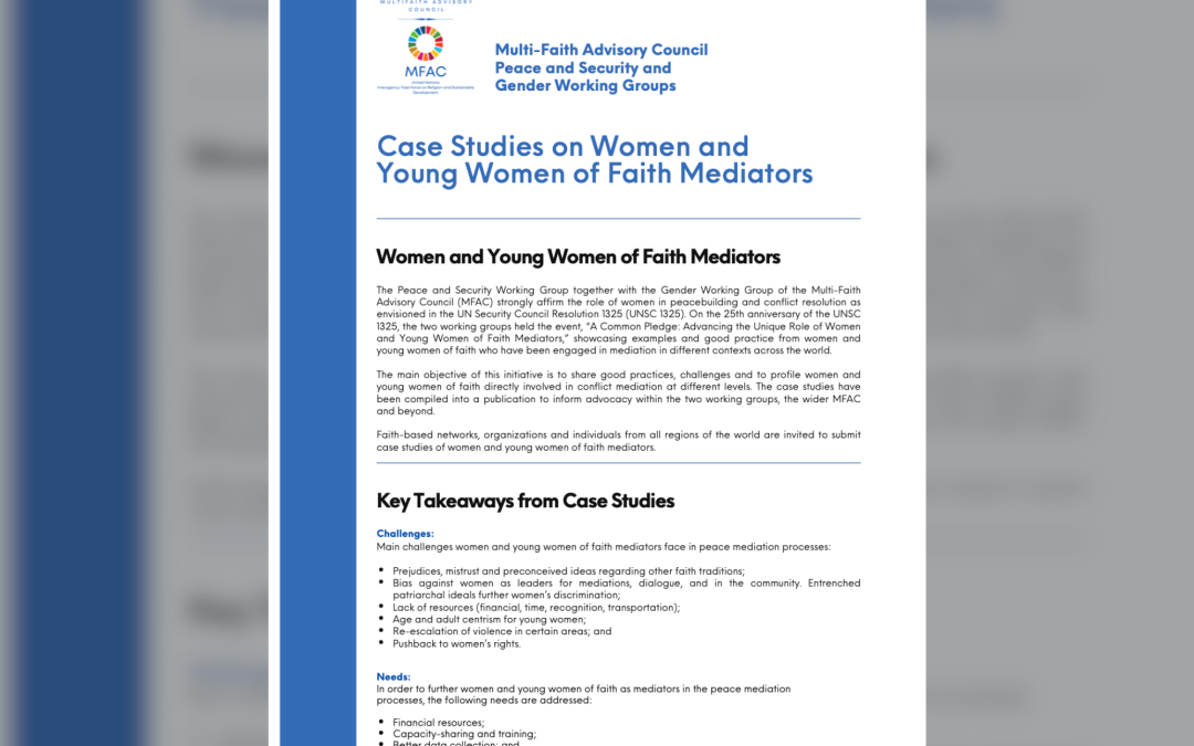 Case Studies on Women and Young Women of Faith Mediators